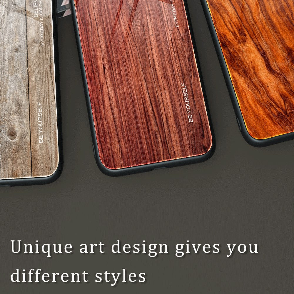 For Xiaomi Redmi Note 12 Pro+ 5G Back Protector Wooden Pattern Tempered Glass Shell Drop Resistant Phone Case TPU Frame Protective Cover