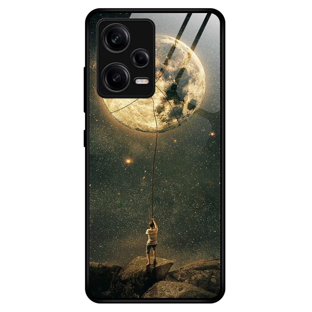For Xiaomi Redmi Note 12 Pro 5G PU Leather Stand Wallet Cover with Strap Shockproof TPU+PC+Tempered Glass Mobile Phone Case Stylish Pattern Printing Cellphone Protective Cover