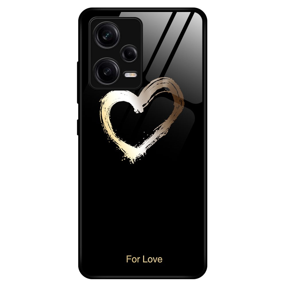 For Xiaomi Redmi Note 12 Pro 5G PU Leather Stand Wallet Cover with Strap Shockproof TPU+PC+Tempered Glass Mobile Phone Case Stylish Pattern Printing Cellphone Protective Cover