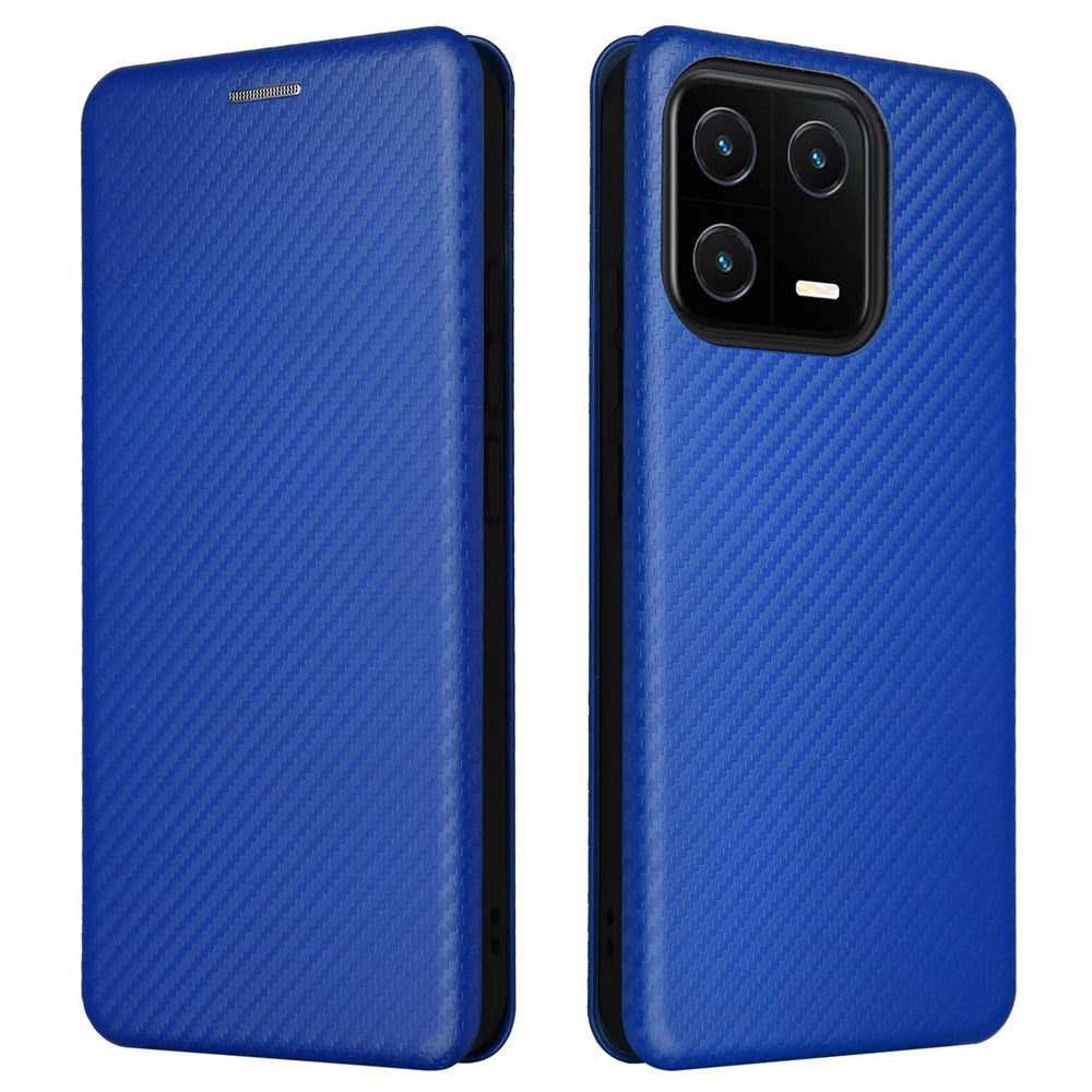 Shockproof Mobile Phone Cover For Xiaomi 13 5G Carbon Fiber Texture Magnetic PU Leather Anti-scratch Phone Case Card Slot Stand