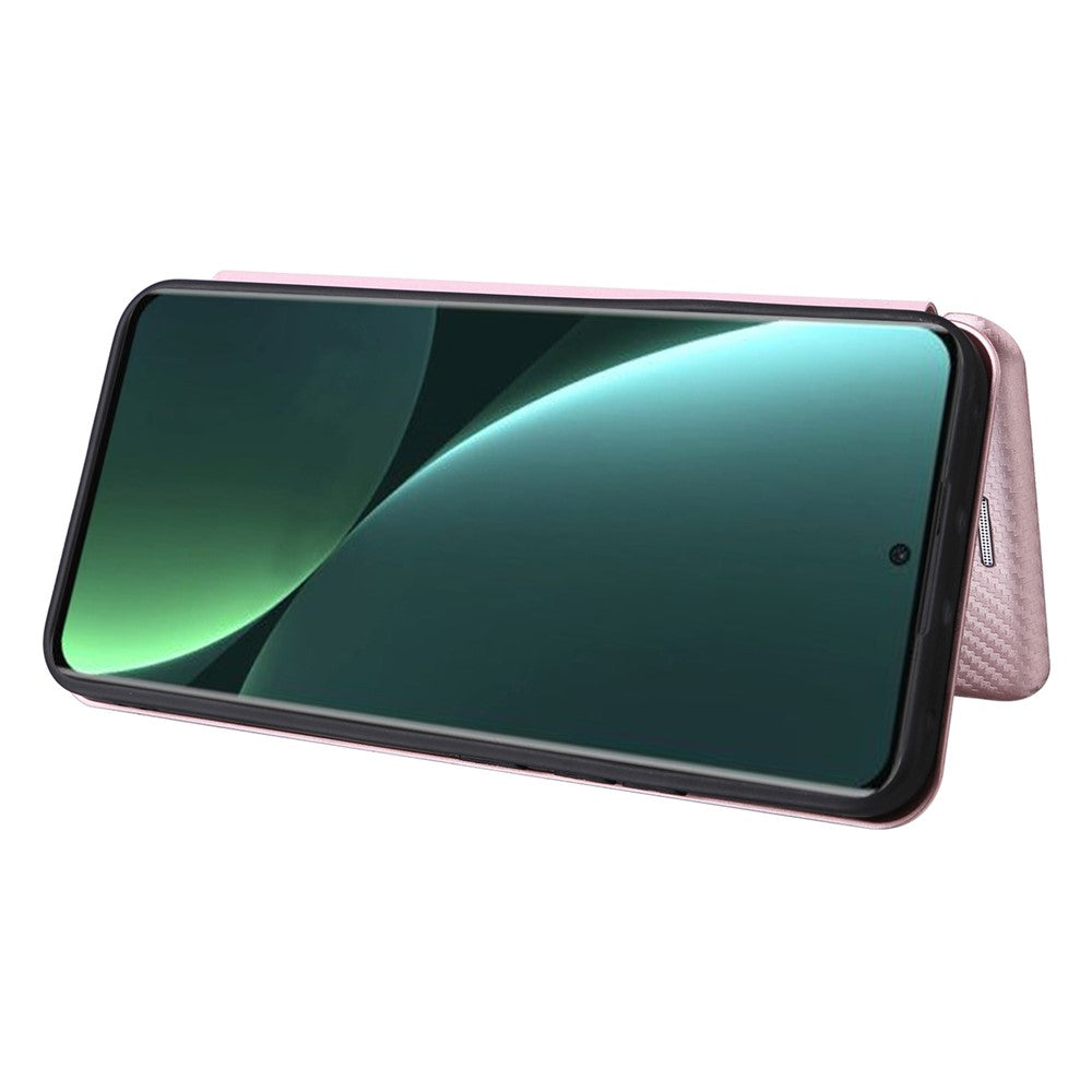 Shockproof Mobile Phone Cover For Xiaomi 13 5G Carbon Fiber Texture Magnetic PU Leather Anti-scratch Phone Case Card Slot Stand