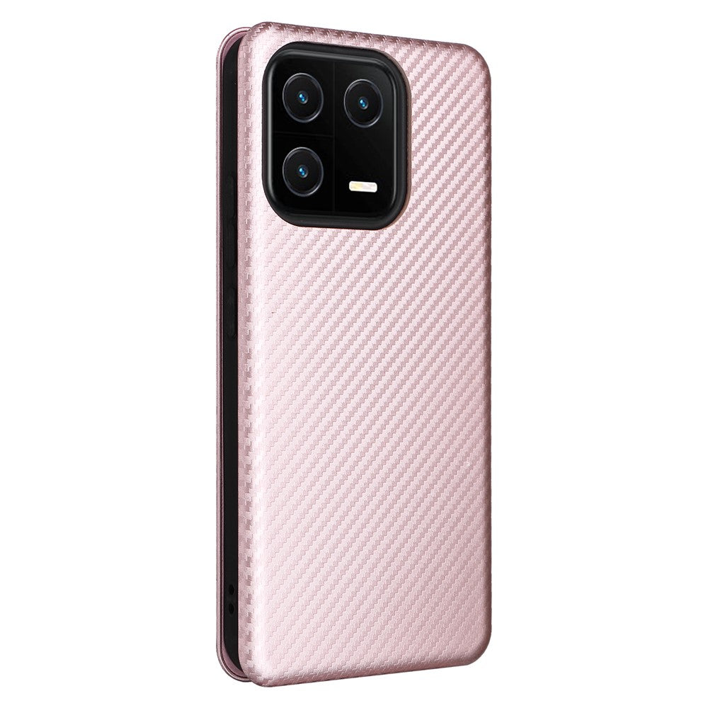 Shockproof Mobile Phone Cover For Xiaomi 13 5G Carbon Fiber Texture Magnetic PU Leather Anti-scratch Phone Case Card Slot Stand