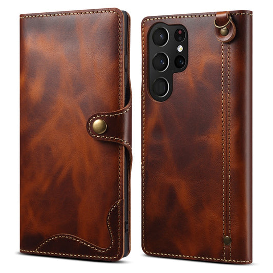 Galaxy S23 Ultra Lederhülle – Mit Kartenfächern & Öl-Wachs-Textur