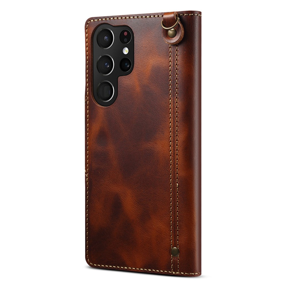 Galaxy S23 Ultra Lederhülle – Mit Kartenfächern & Öl-Wachs-Textur