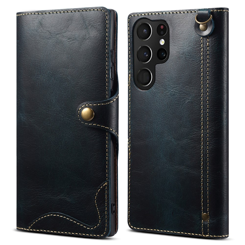 Galaxy S23 Ultra Lederhülle – Mit Kartenfächern & Öl-Wachs-Textur
