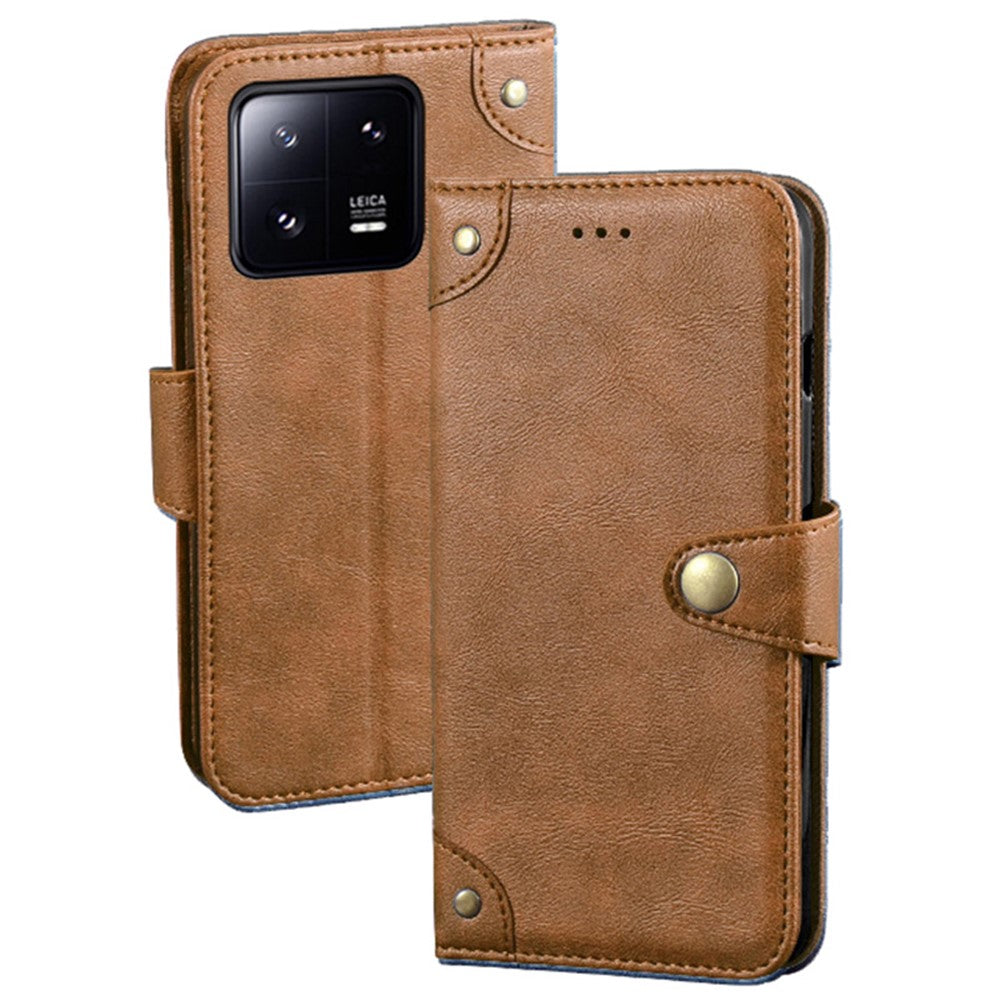 IDEWEI For Xiaomi 13 Pro 5G Fine Texture PU Leather Phone Case Full Protection Wallet Stand Protective Cover