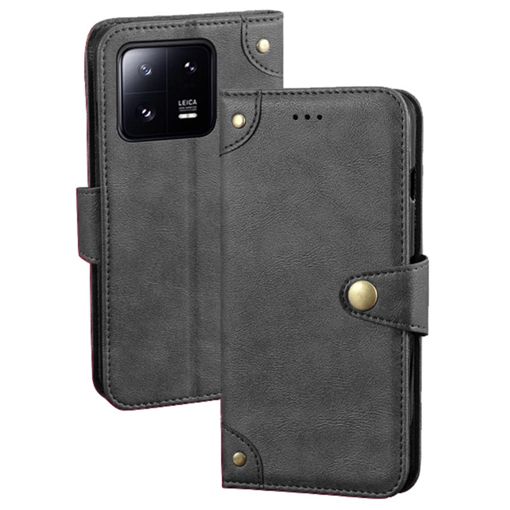 IDEWEI For Xiaomi 13 5G Fine Texture PU Leather Stand Phone Case Magnetic Clasp Smartphone Wallet Cover