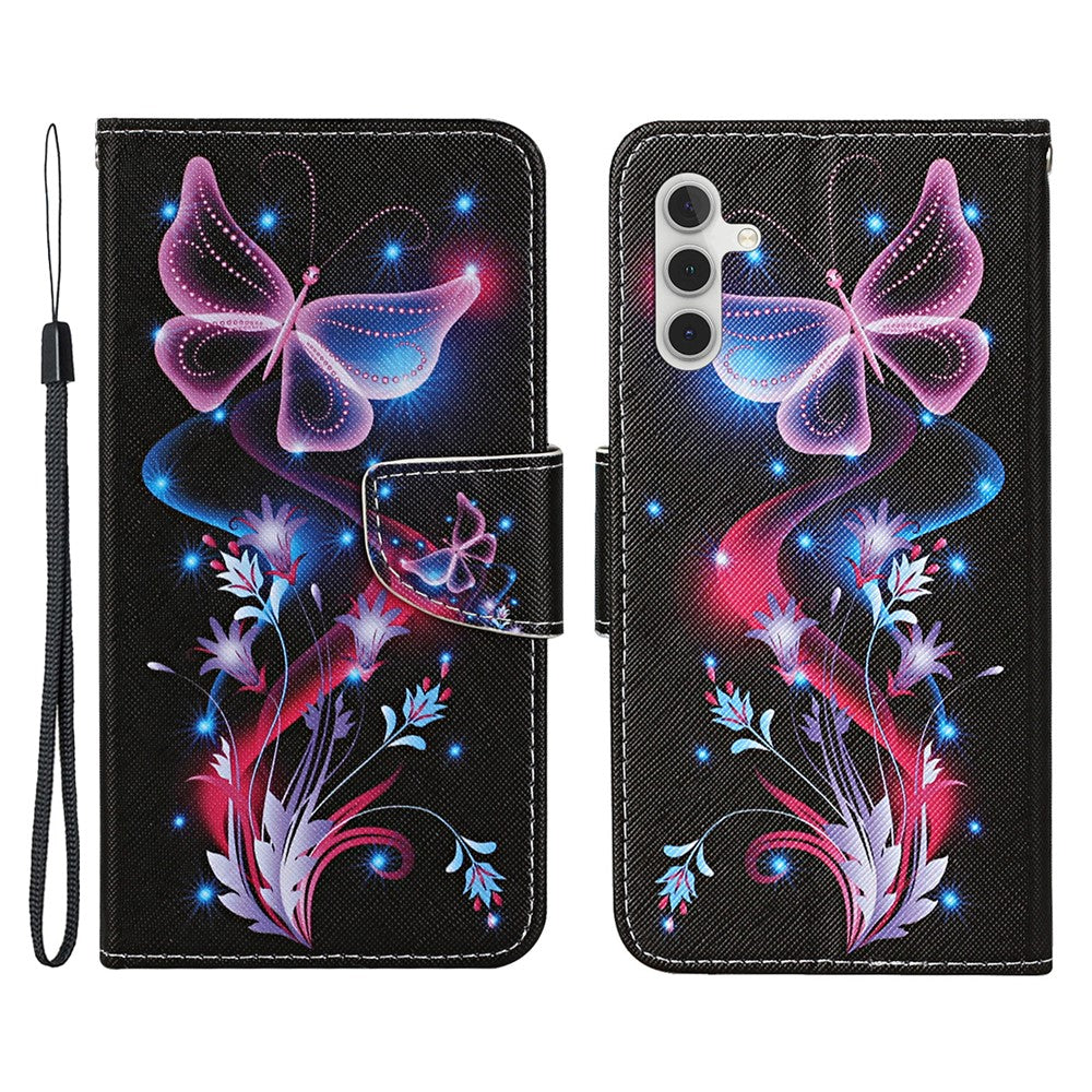 Galaxy A54 5G Wallet-Hülle – Musterdruck, mit Ständer & Riemen