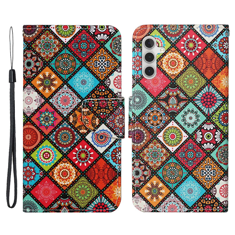Galaxy A54 5G Wallet-Hülle – Musterdruck, mit Ständer & Riemen