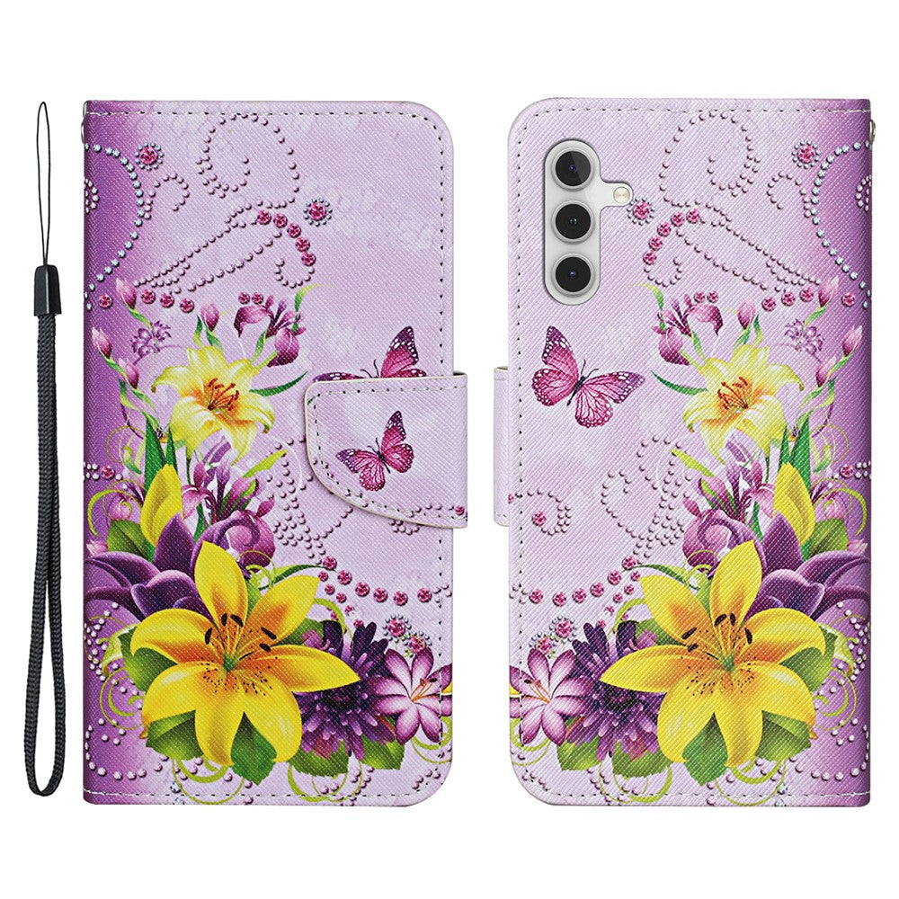 Galaxy A54 5G Wallet-Hülle – Musterdruck, mit Ständer & Riemen