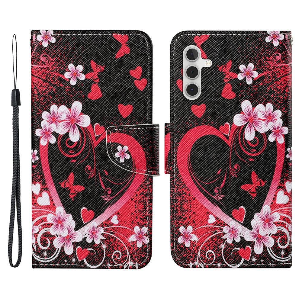 Galaxy A54 5G Wallet-Hülle – Musterdruck, mit Ständer & Riemen