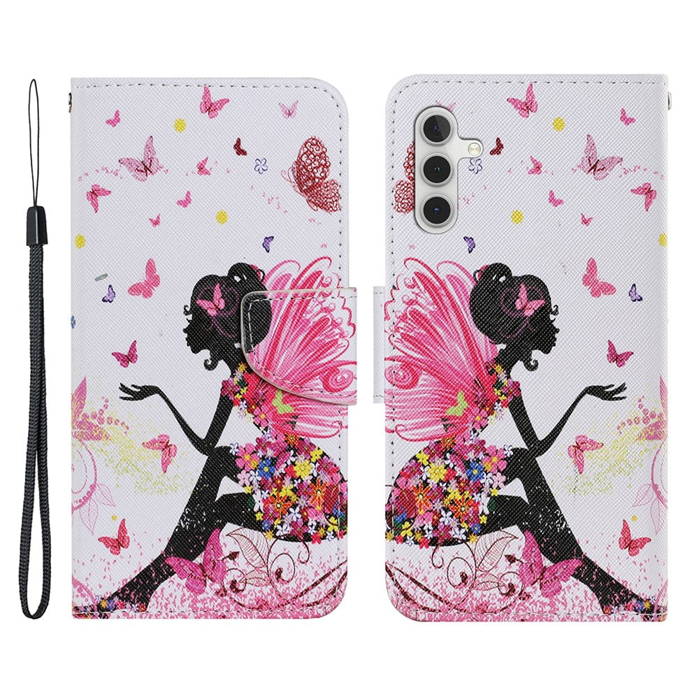 Galaxy A54 5G Wallet-Hülle – Musterdruck, mit Ständer & Riemen