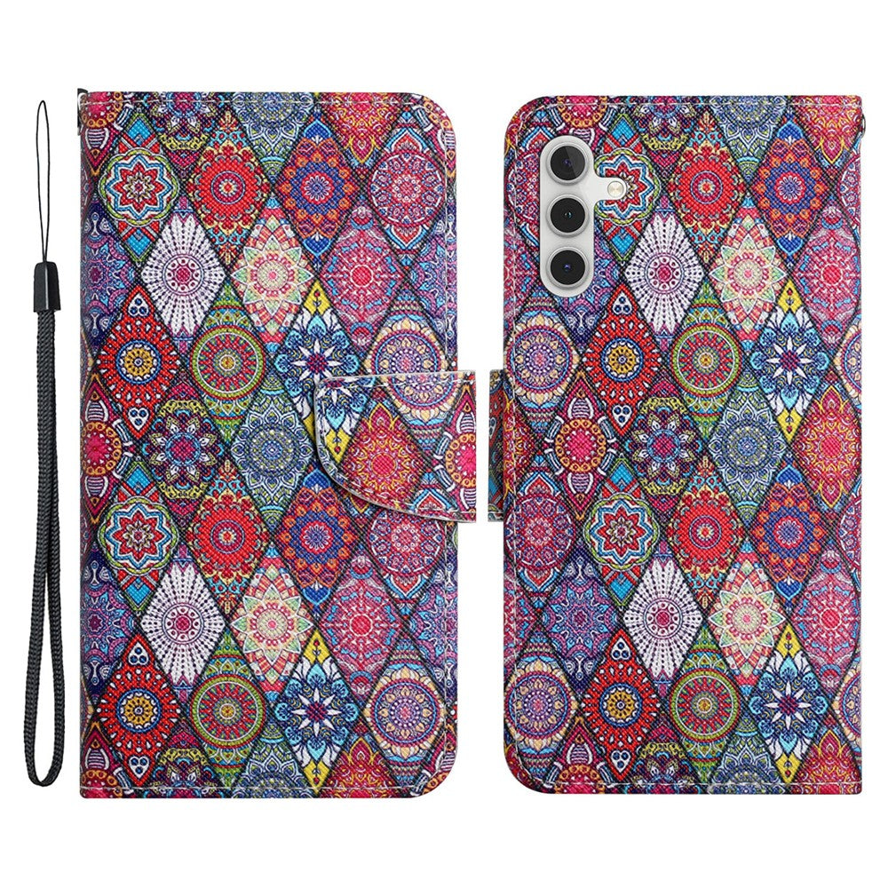Galaxy A54 5G Wallet-Hülle – Musterdruck, mit Ständer & Riemen