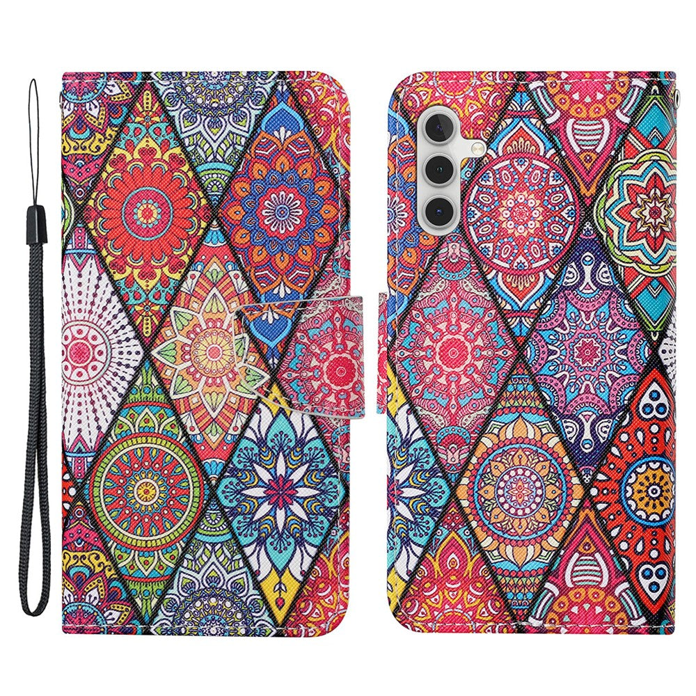 Galaxy A54 5G Wallet-Hülle – Musterdruck, mit Ständer & Riemen