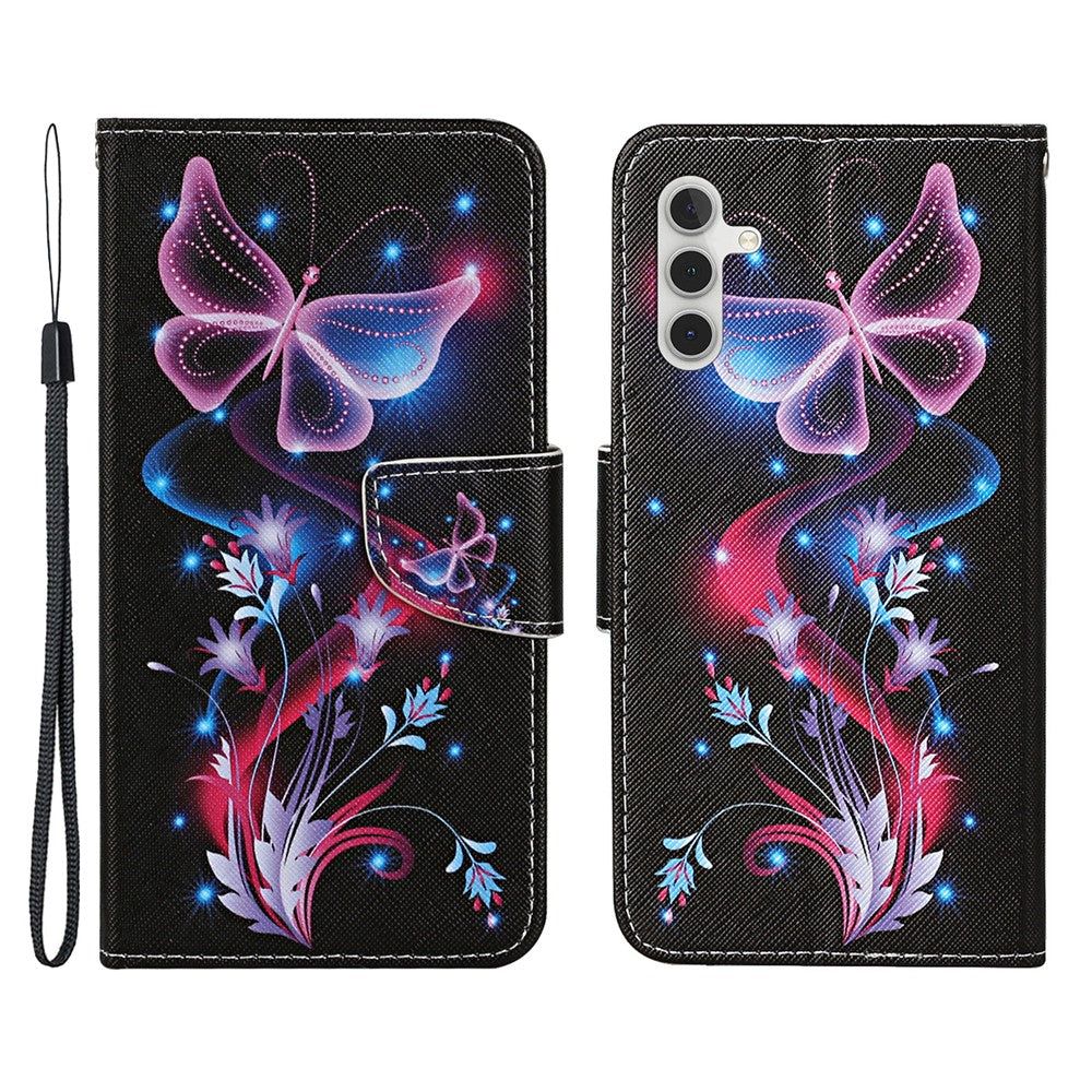 Galaxy A34 5G Wallet-Hülle – Musterdruck, mit Ständer & Riemen