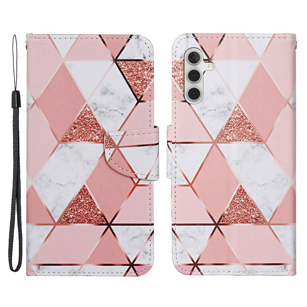 Galaxy A34 5G Wallet-Hülle – Musterdruck, mit Ständer & Riemen