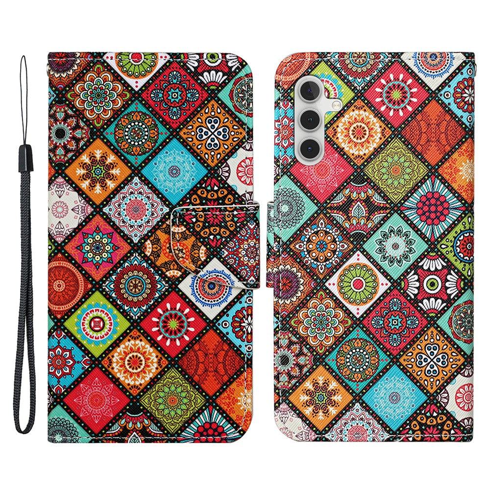 Galaxy A34 5G Wallet-Hülle – Musterdruck, mit Ständer & Riemen