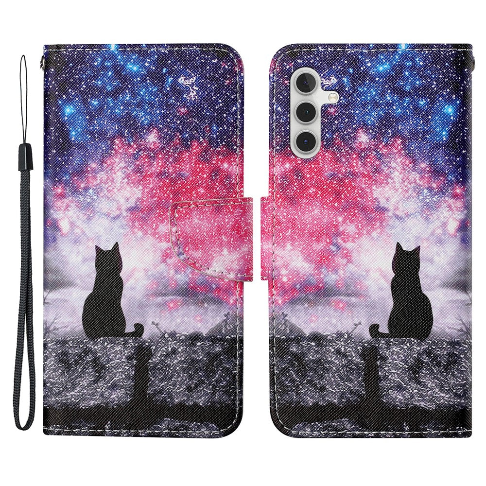 Galaxy A34 5G Wallet-Hülle – Musterdruck, mit Ständer & Riemen
