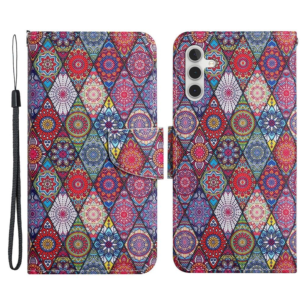Galaxy A34 5G Wallet-Hülle – Musterdruck, mit Ständer & Riemen