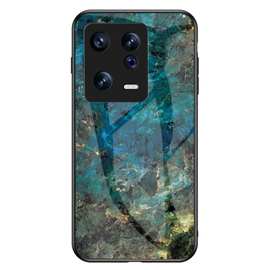 Xiaomi 13 Handyhülle – 5G Marmormuster-Druck- aus gehärtetem Glas + PC + TPU-Fallschutz-Hybrid-Abdeckung