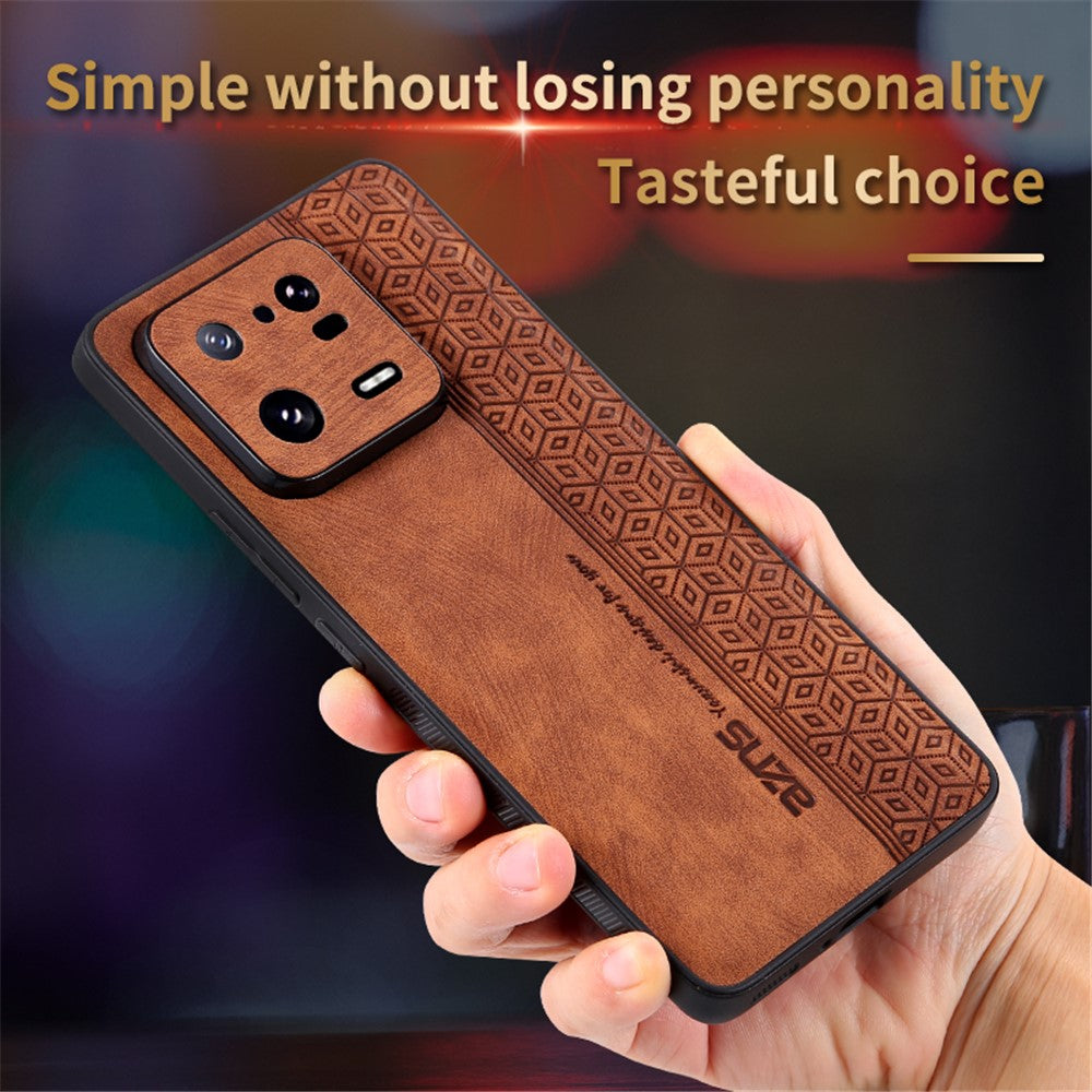 AZNS For Xiaomi 13 Pro 5G Shockproof PU Leather+TPU Phone Cover Imprinted Pattern Anti-Scratch Cell Phone Case