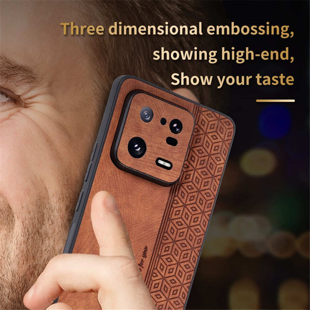 AZNS For Xiaomi 13 Pro 5G Shockproof PU Leather+TPU Phone Cover Imprinted Pattern Anti-Scratch Cell Phone Case