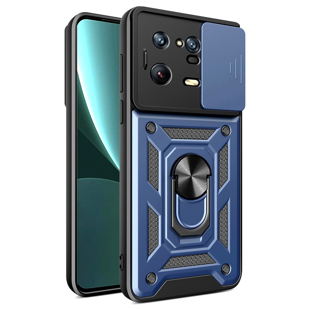 For Xiaomi 13 Pro 5G Ring Holder Kickstand Phone Case PC + TPU Slide Camera Protector Back Cover
