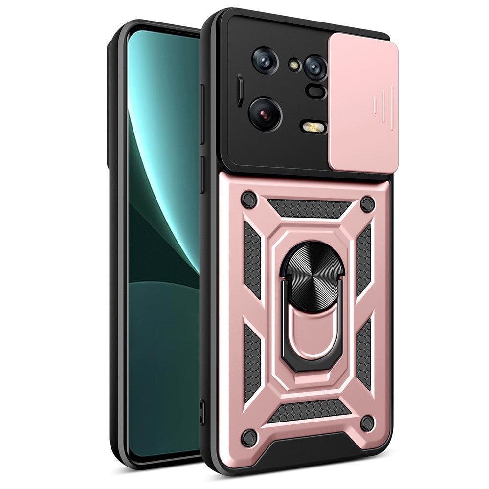 For Xiaomi 13 Pro 5G Ring Holder Kickstand Phone Case PC + TPU Slide Camera Protector Back Cover