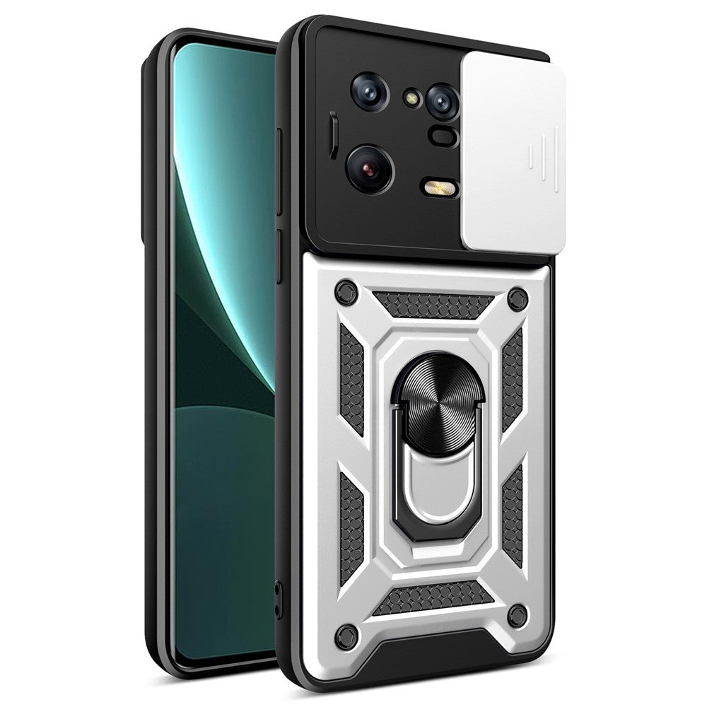 For Xiaomi 13 Pro 5G Ring Holder Kickstand Phone Case PC + TPU Slide Camera Protector Back Cover