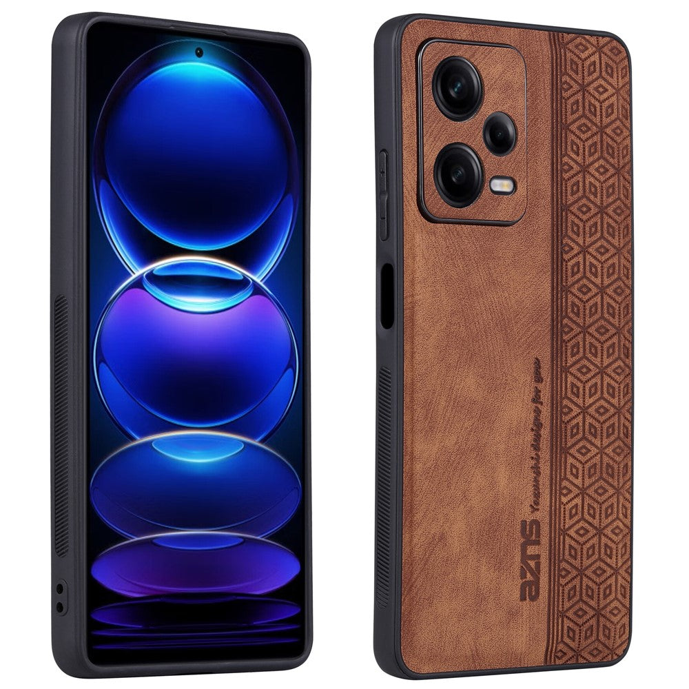 AZNS For Xiaomi Redmi Note 12 Pro 5G PU Leather Stand Wallet Cover with Strap Imprinted Pattern Phone Case Anti-collision PU Leather Coated TPU Cover