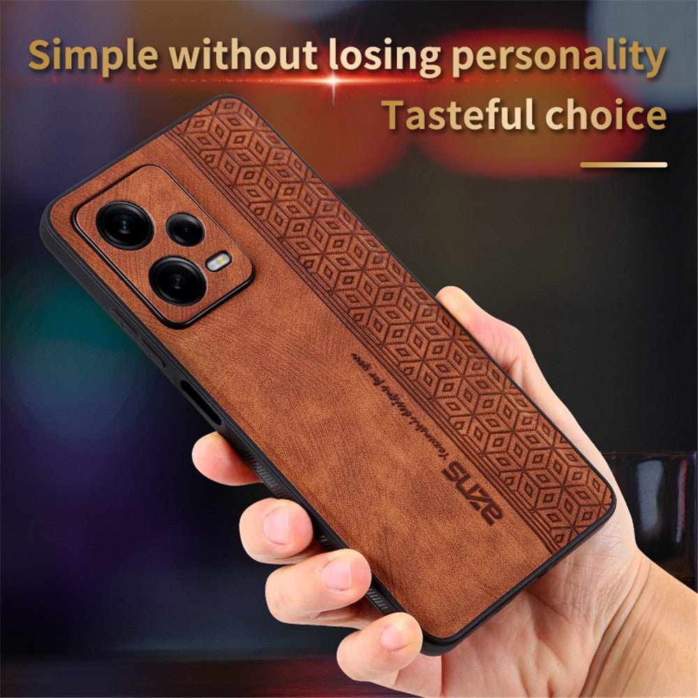 AZNS For Xiaomi Redmi Note 12 Pro 5G PU Leather Stand Wallet Cover with Strap Imprinted Pattern Phone Case Anti-collision PU Leather Coated TPU Cover