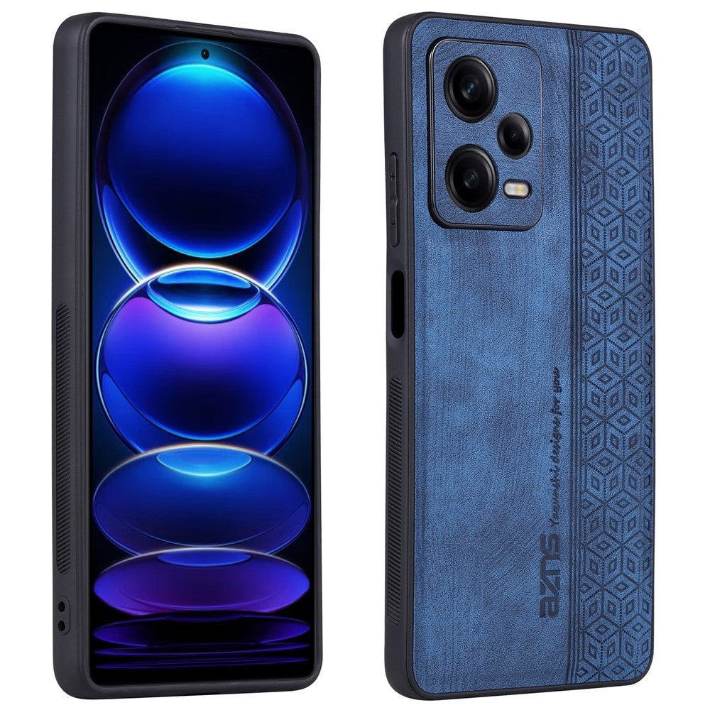 AZNS For Xiaomi Redmi Note 12 Pro 5G PU Leather Stand Wallet Cover with Strap Imprinted Pattern Phone Case Anti-collision PU Leather Coated TPU Cover