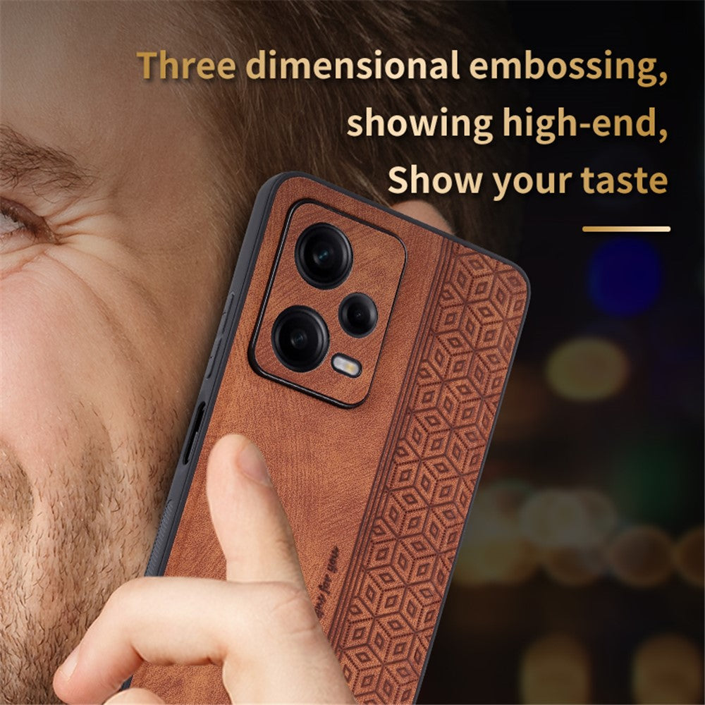 AZNS For Xiaomi Redmi Note 12 Pro+ 5G Imprinted Pattern Phone Case Fall-proof PU Leather Coated TPU Cover