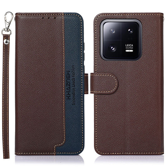 Xiaomi 13 Pro 5G Handyhülle – KHAZNEH Litschi-Textur TPU+PU-Leder-, RFID-blockierend, kratzfest, Klappständer, Brieftaschen-Abdeckung