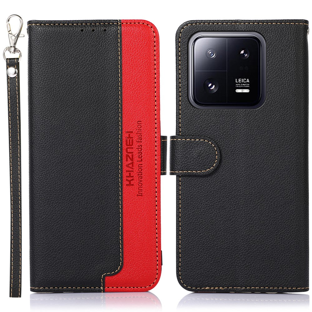 KHAZNEH For Xiaomi 13 Pro 5G Litchi Texture TPU+PU Leather Phone Case RFID Blocking Scratch Resistant Flip Stand Wallet Cover