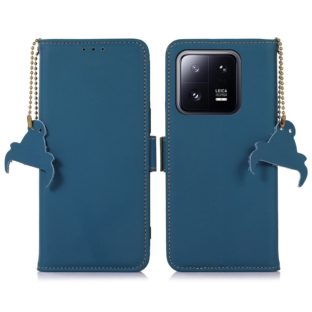 For Xiaomi 13 5G RFID Blocking Phone Case Genuine Leather Hands-free Stand Wallet Magnetic Flip Cover