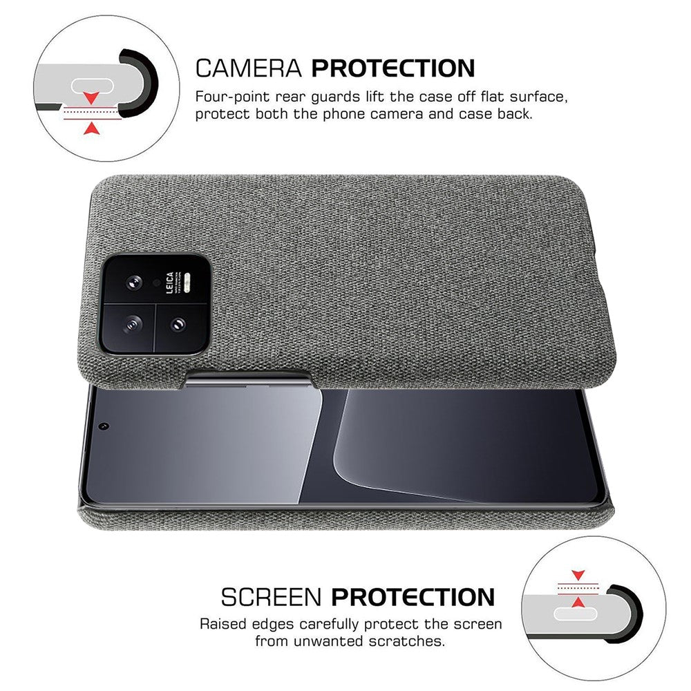 For Xiaomi 13 5G Non-slip Protective Smartphone Case Solid Color Hard PC Cloth Texture Phone Cover
