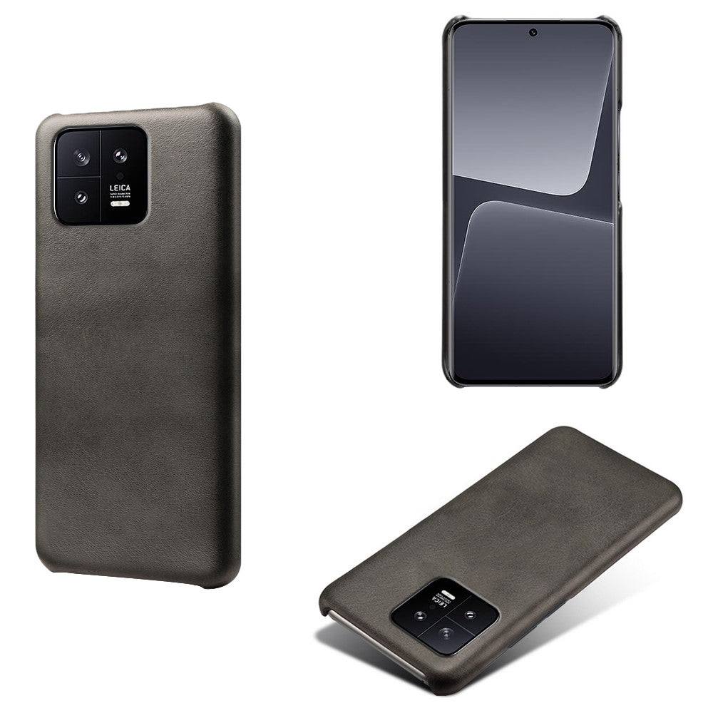 For Xiaomi 13 5G Calf Textured PU Leather Coated PC Drop-proof Phone Cover Protective Back Case
