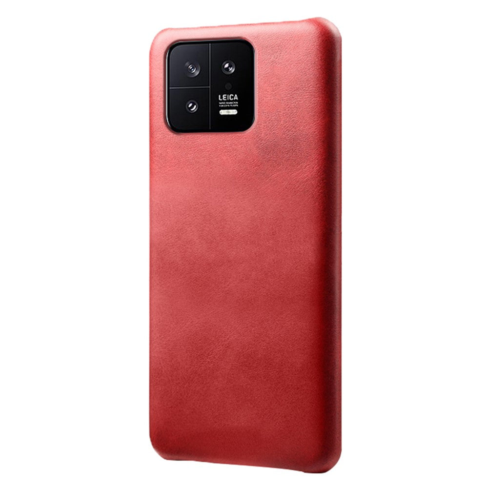 For Xiaomi 13 5G Calf Textured PU Leather Coated PC Drop-proof Phone Cover Protective Back Case