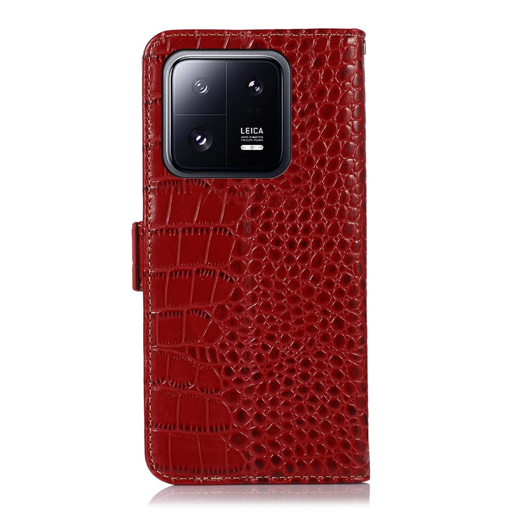 For Xiaomi 13 Pro 5G RFID Blocking Stand Wallet Protective Smartphone Case Crocodile Texture Genuine Cowhide Leather Cell Phone Cover