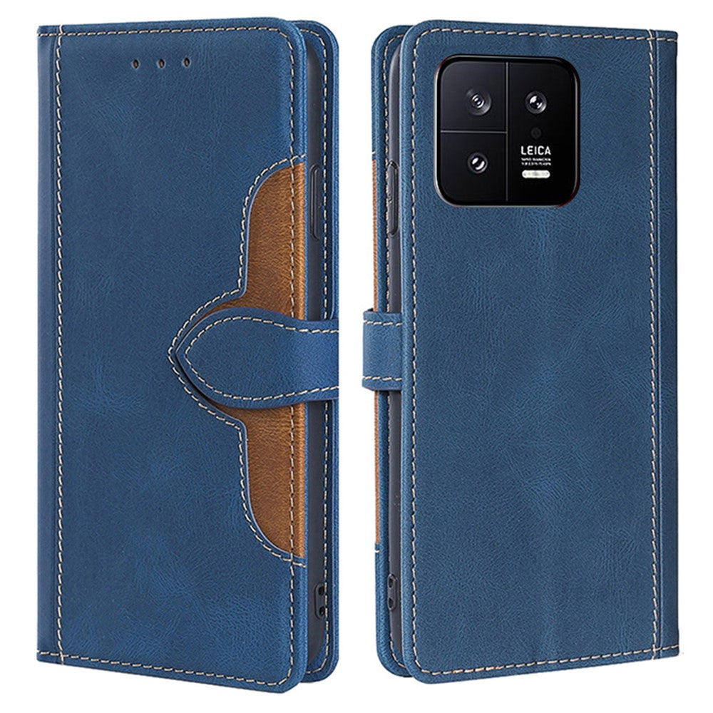 For Xiaomi 13 5G Drop-proof Straw Hat Pattern PU Leather Phone Case Skin-touch Feeling Scratch-resistant Cell Phone Cover Stand Wallet