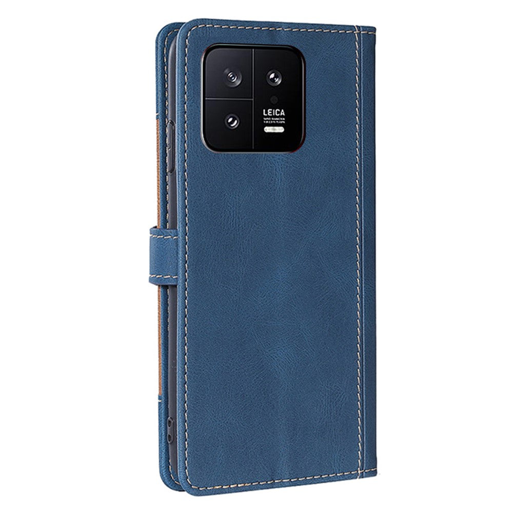 For Xiaomi 13 5G Drop-proof Straw Hat Pattern PU Leather Phone Case Skin-touch Feeling Scratch-resistant Cell Phone Cover Stand Wallet