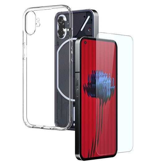 Nothing phone (1) 5G Transparente Handyhülle – 2-in-1-Design: Vergilbungsfrei, aus weichem TPU,  Displayschutzfolie aus gehärtetem Glas
