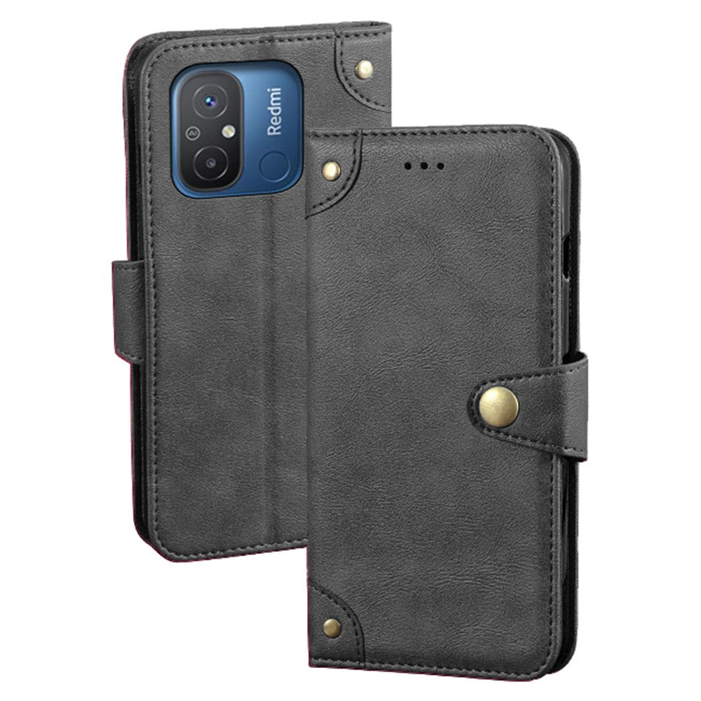 IDEWEI For Xiaomi Redmi 12C 4G Drop-proof Phone Case Fine Texture TPU+PU Leather Wallet Stand Anti-scratch Cell Phone Cover