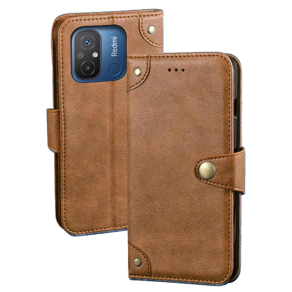 IDEWEI For Xiaomi Redmi 12C 4G Drop-proof Phone Case Fine Texture TPU+PU Leather Wallet Stand Anti-scratch Cell Phone Cover