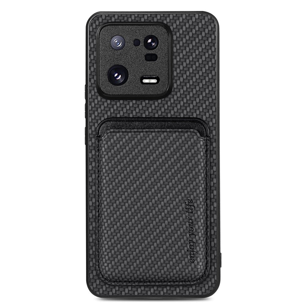 For Xiaomi 13 Pro 5G Detachable Card Holder Carbon Fiber Texture Phone Cover PU Leather + TPU + PC Phone Case