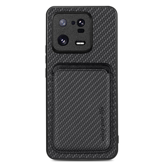 Xiaomi 13 Pro 5G Handyhülle – Abnehmbarer Kartenhalter, Kohlefaser-Textur, aus PU-Leder + TPU + PC