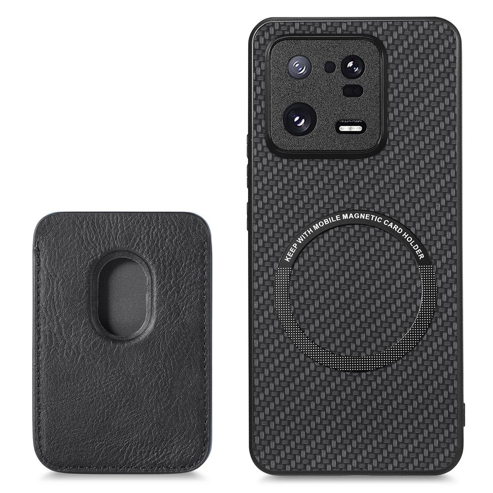 For Xiaomi 13 Pro 5G Detachable Card Holder Carbon Fiber Texture Phone Cover PU Leather + TPU + PC Phone Case