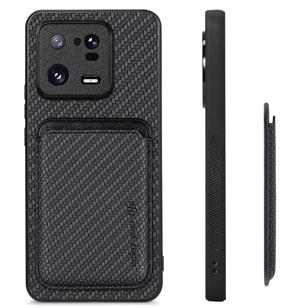 For Xiaomi 13 Pro 5G Detachable Card Holder Carbon Fiber Texture Phone Cover PU Leather + TPU + PC Phone Case