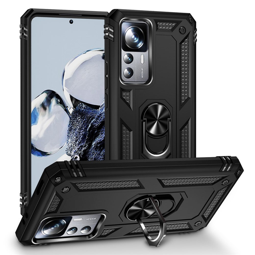 Anti-drop Phone Case for Xiaomi 12T 5G / 12T Pro 5G / Redmi K50 Ultra 5G, PC + TPU Phone Cover with Ring Kickstand